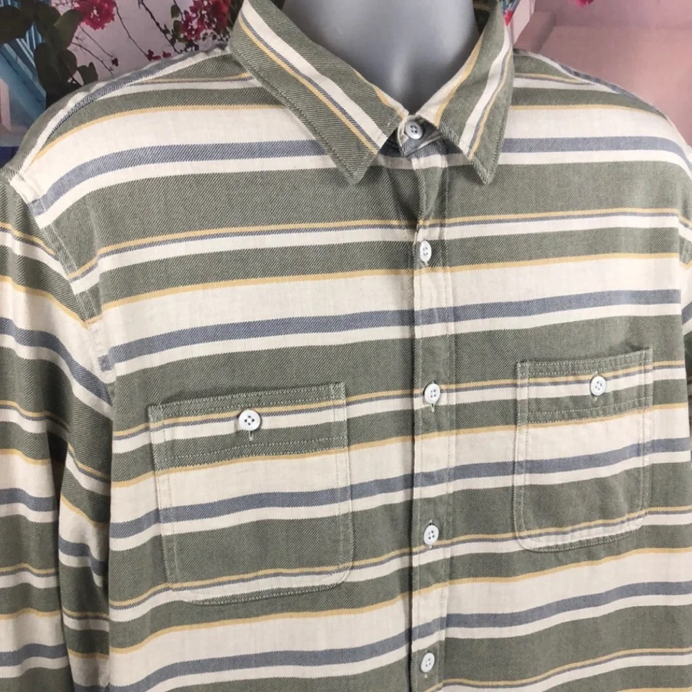 J Crew Green Striped Button Down